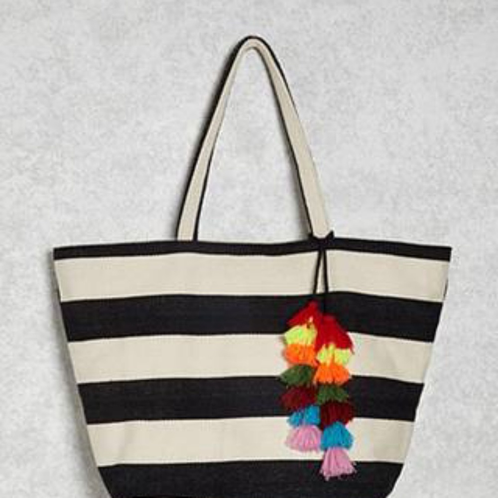 Final Markdown NWT Striped Tasseled Tote Bag